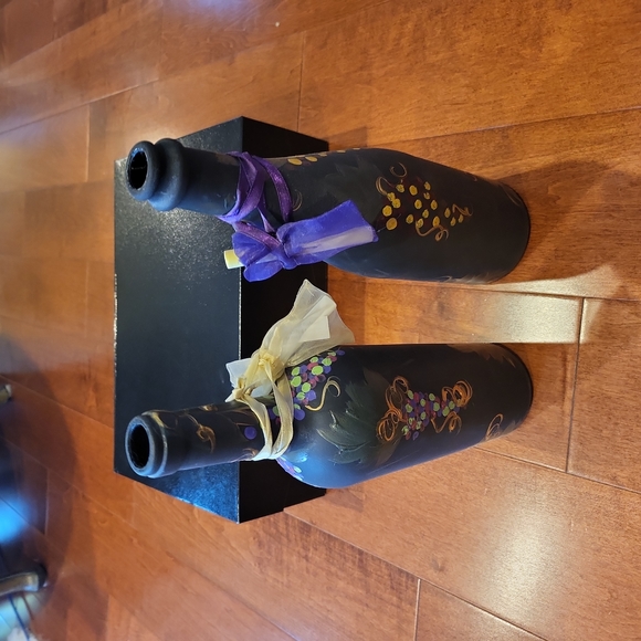 Chalk Painted Festive Decorated Wine Bottles - Picture 2 of 8